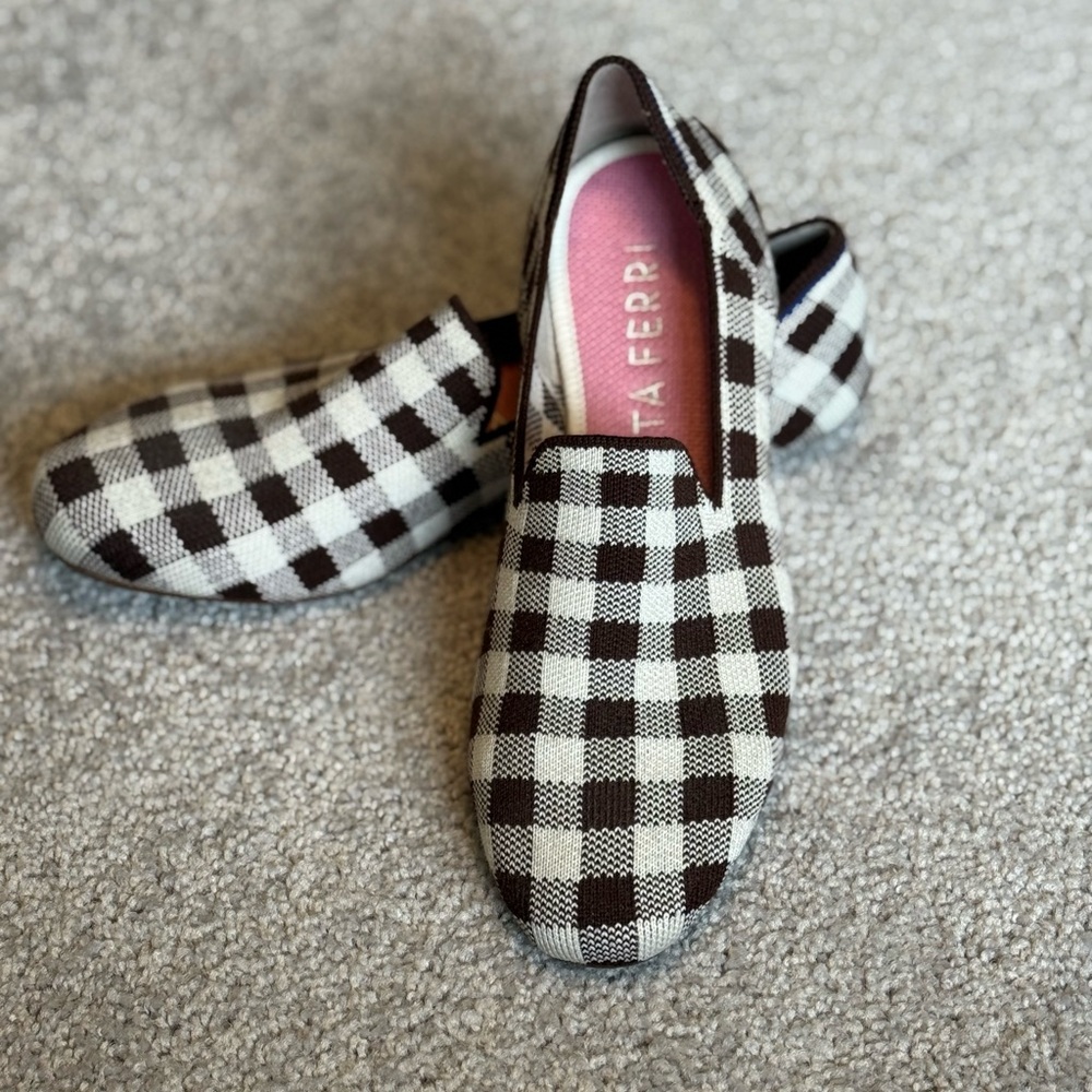 Women’s Rothy’s Checkered Loafers - Brown and White